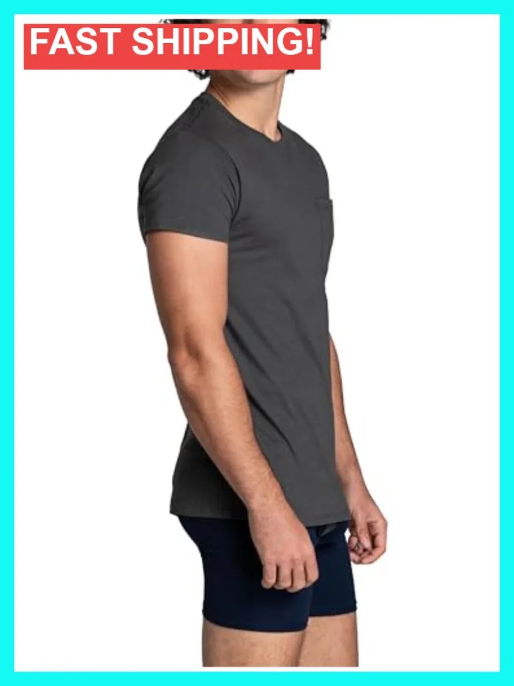 Eversoft Cotton Men's 6-Pack Pocket Undershirts Short Sleeve Crew Neck Moisture
